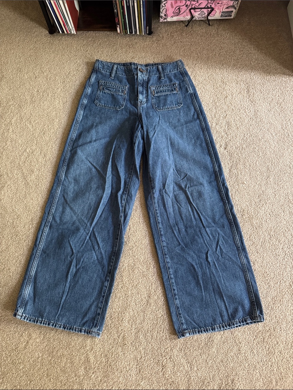 High Rise Classic Wide-Leg Women’s Jeans in Denim Blue
